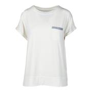 Eleventy Stretchig T-shirt med Lycra och Spandex White, Dam