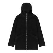 Giorgio Brato Lyxig Shearling Huva Kappa i Mörk Kol Black, Herr