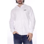 Emporio Armani EA7 Bomull Zip Sweatshirt med huva White, Herr