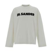 Jil Sander Vit Crewneck T-shirt med Logotyptryck White, Herr