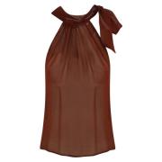 Philosophy di Lorenzo Serafini Brun draperad viskos top Brown, Dam