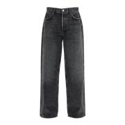 Agolde Svart Sliten Baggy Denim Jeans Black, Dam