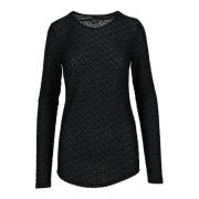 Pinko Elegant Stickad Topp med Stretchmaterial Black, Dam