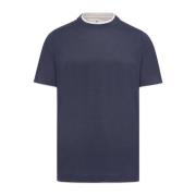 Brunello Cucinelli Silke Bomull Crew-neck T-shirt Blue, Herr