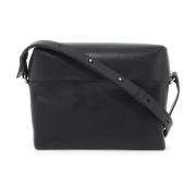 Jil Sander Präglad Logotyp Läder Crossbody Väska Black, Dam