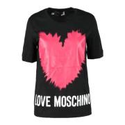 Love Moschino Bomull T-shirt med Stiligt Design Black, Dam