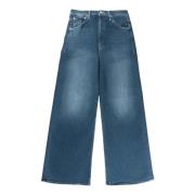 Mother Lyxiga Wide Leg Denim Byxor Blue, Herr