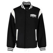 Tommy Jeans Cord Wool Mix Letterman Jacka Black, Herr