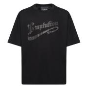 John Richmond Svart bomull T-shirt med halsringning Black, Herr