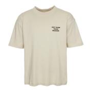 Drole de Monsieur Slogan T-shirt med ribbad halsringning Beige, Herr