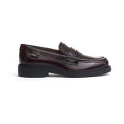 Tod's Bordeaux Läder Loafer Sko Red, Dam