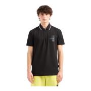 Armani Exchange Zip-Polo i bomull Black, Herr