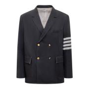 Thom Browne Modern Ostrukturerad Blazer för Män Blue, Herr