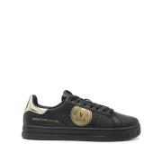 Versace Jeans Couture Svarta läderskor med guld detaljer Black, Herr