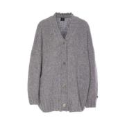 Pinko Katt Cardigan Elastisk Stickad Knappstängning Gray, Dam