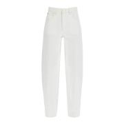 Frame Barrel Jeans för Kvinnor White, Dam