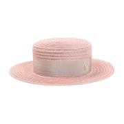 Maison Michel Beige Bunker Kiki Straw Hat Pink, Dam