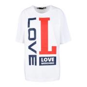 Love Moschino Bomull T-shirt med snygg design White, Dam