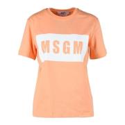 Msgm Bomull T-shirt med Snygg Design Pink, Dam