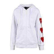 Love Moschino Mysig Vit Dragkedja Sweatshirt White, Dam