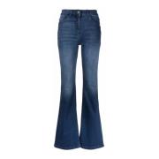 Patrizia Pepe Blå Flare Denim Jeans med Broderi Blue, Dam