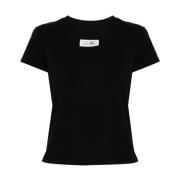 MM6 Maison Margiela Svart Bomull Jersey T-shirt med Nummer Black, Dam