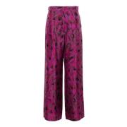 Lanvin Fuchsia Silke Penseldrag Byxor Purple, Dam