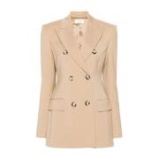 Sportmax Ull Peak Revers Dubbelknäppt Jacka Beige, Dam