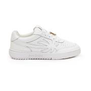 Palm Angels Vita Lädersneakers med Gyllene Monogram White, Dam