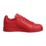 Dolce & Gabbana Röda Läder Låga Sneakers Red, Dam