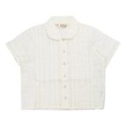 Brain Dead Vit Fyrkantig Button Up Skjorta White, Dam