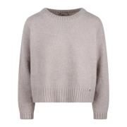 Herno Alpacka Ull Crewneck Sweater Fw24 Stickad Beige, Dam