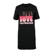 Love Moschino Stilren Svart Bomullsklänning Black, Dam