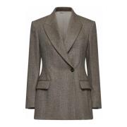 Brunello Cucinelli Brun Herringbone Ylleblazer Brown, Dam