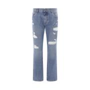 Dolce & Gabbana Blå Distressed Bomull Denim Jeans Blue, Herr