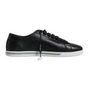 Dolce & Gabbana Svarta läder sneakers med metalllogo Black, Herr