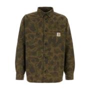 Carhartt Wip Camouflage Denim Skjorta Brun Bomull Logo Brown, Herr