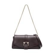 Salvatore Ferragamo Brun Kalvskinn Flap Axelväska Brown, Dam