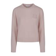 Maison Kitsuné Djärv Rävhuvud Broderad Beskuren Tröja Pink, Dam