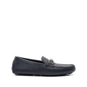 Fendi Läder Slip-On Skor med FF Mönster Blue, Herr