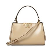 Tory Burch Eleanor Mini Läder Topp Handväska Beige, Dam