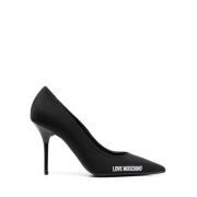 Love Moschino Svarta Neopren Platta Skor med Gummilogo Black, Dam