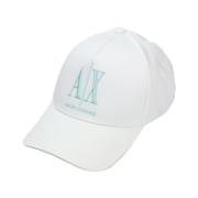 Armani Exchange Broderad Bomull Logo Keps - Vit White, Herr