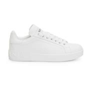 Dolce & Gabbana Vit lädersneaker med logopatch White, Dam