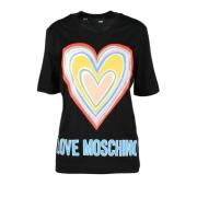 Love Moschino Bomullst-shirt med stiligt design Black, Dam