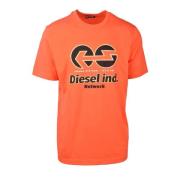 Diesel Avslappnad Bomullsblandning T-shirt Orange, Herr