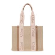 Chloé ‘Woody Medium’ shopper väska Beige, Dam