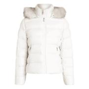 Tommy Hilfiger Dam Gloss Dunjacka med Päls White, Dam