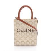 Celine Vintage Pre-owned Canvas handvskor Beige, Dam