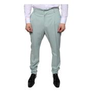 Dolce & Gabbana Mintgröna Skinny Dress Pants med Logo Green, Herr